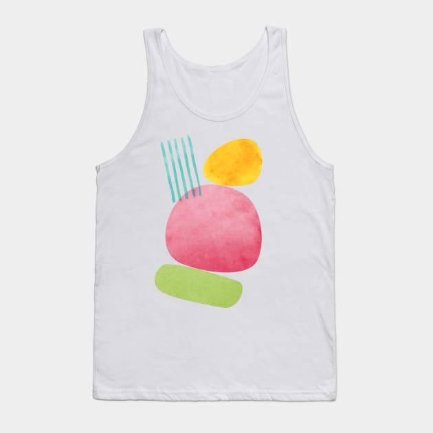 Abstract Geometric Overlap Watercolor Water Sun Shine Oval Acrylic Shapes Painting Tank Top by anycolordesigns